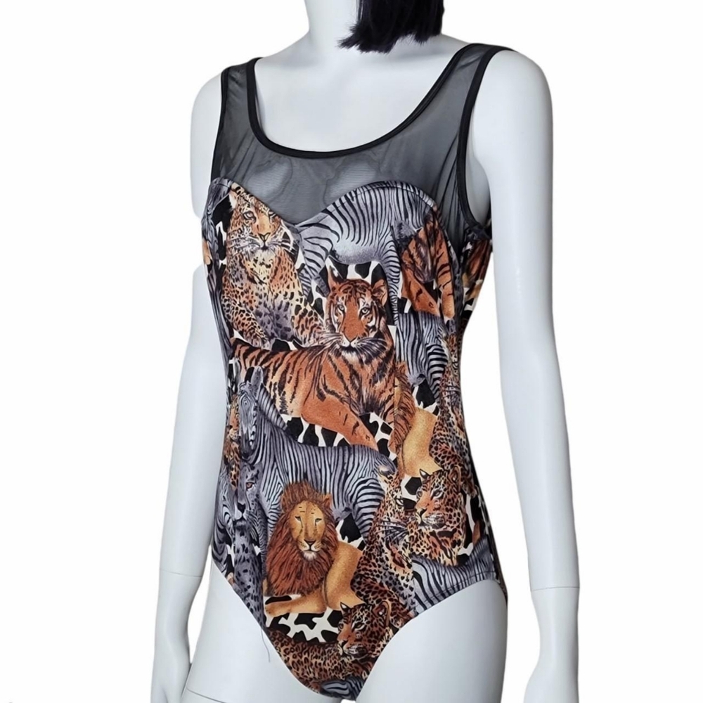 Pacific connections swimwear retro vintage sarafi mesh one piece swimsuit
